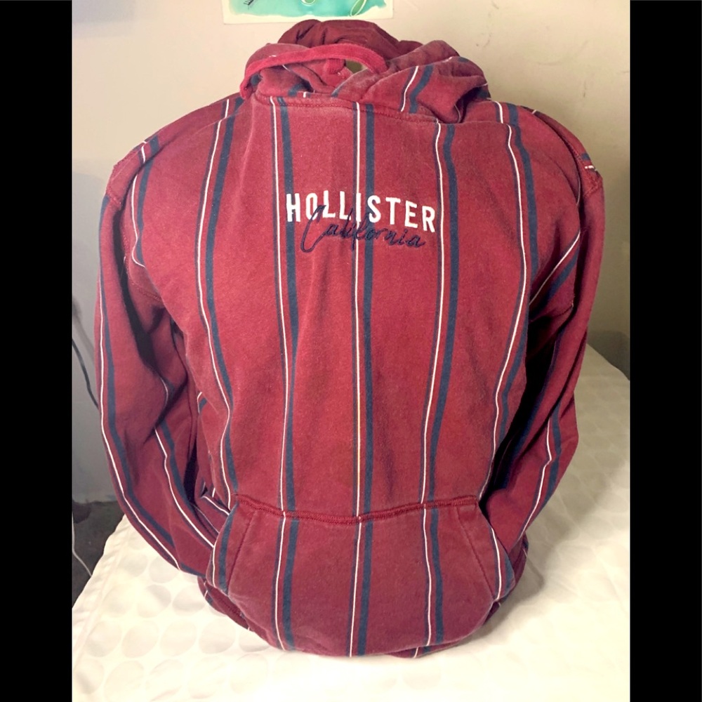 Hollister PULLOVER HOODIE Maroon Striped size M